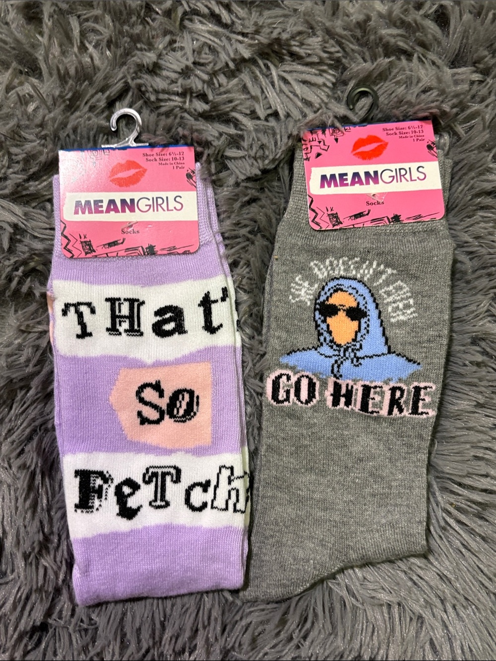 MEAN GIRLS Women's Novelty Socks - Lavender & Gray 2 PAIRS! NWT